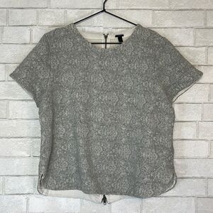 J. Crew Zip Back Brocade Short Sleeve Blouse XL